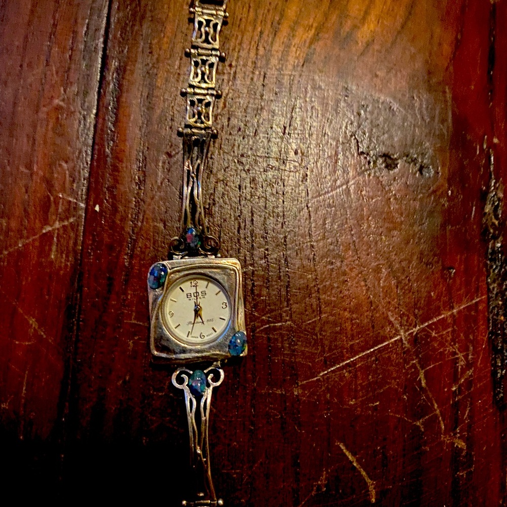 Hand made local artists Sterling and black Opal watch